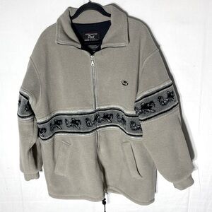 Vintage Pail Outdoors Beige Full Zip Fleece W Dogsled Strip Jacket XL